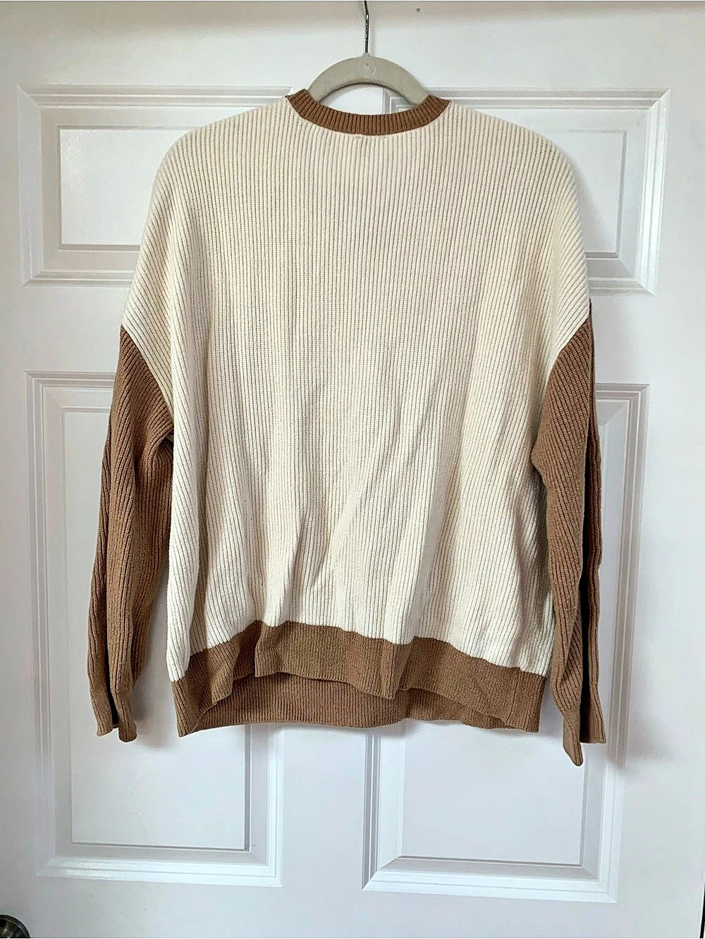Express Color Block Ribbed Crew Neck Sweater XL - Picture 2 of 4